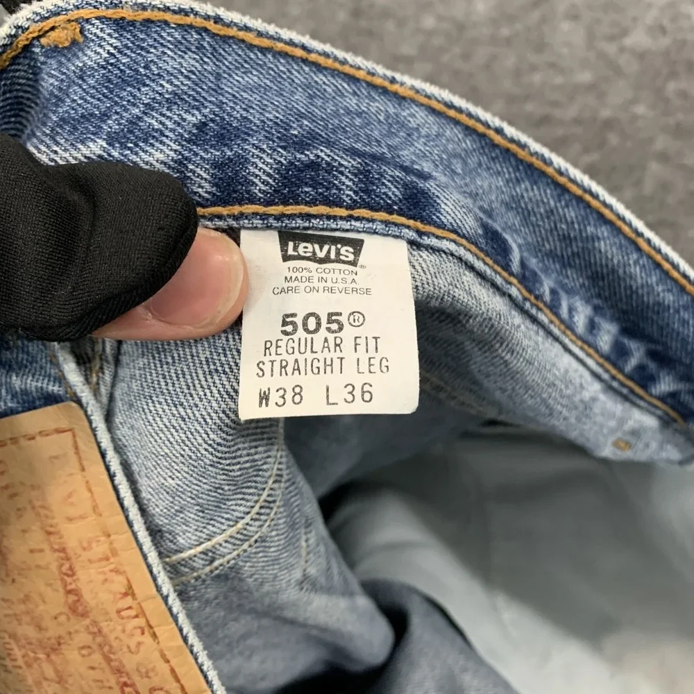 VTG Y2K Levi's 505 Jeans 34x36 Regular Fit Denim‎ Medium Light Wash Long Inseam